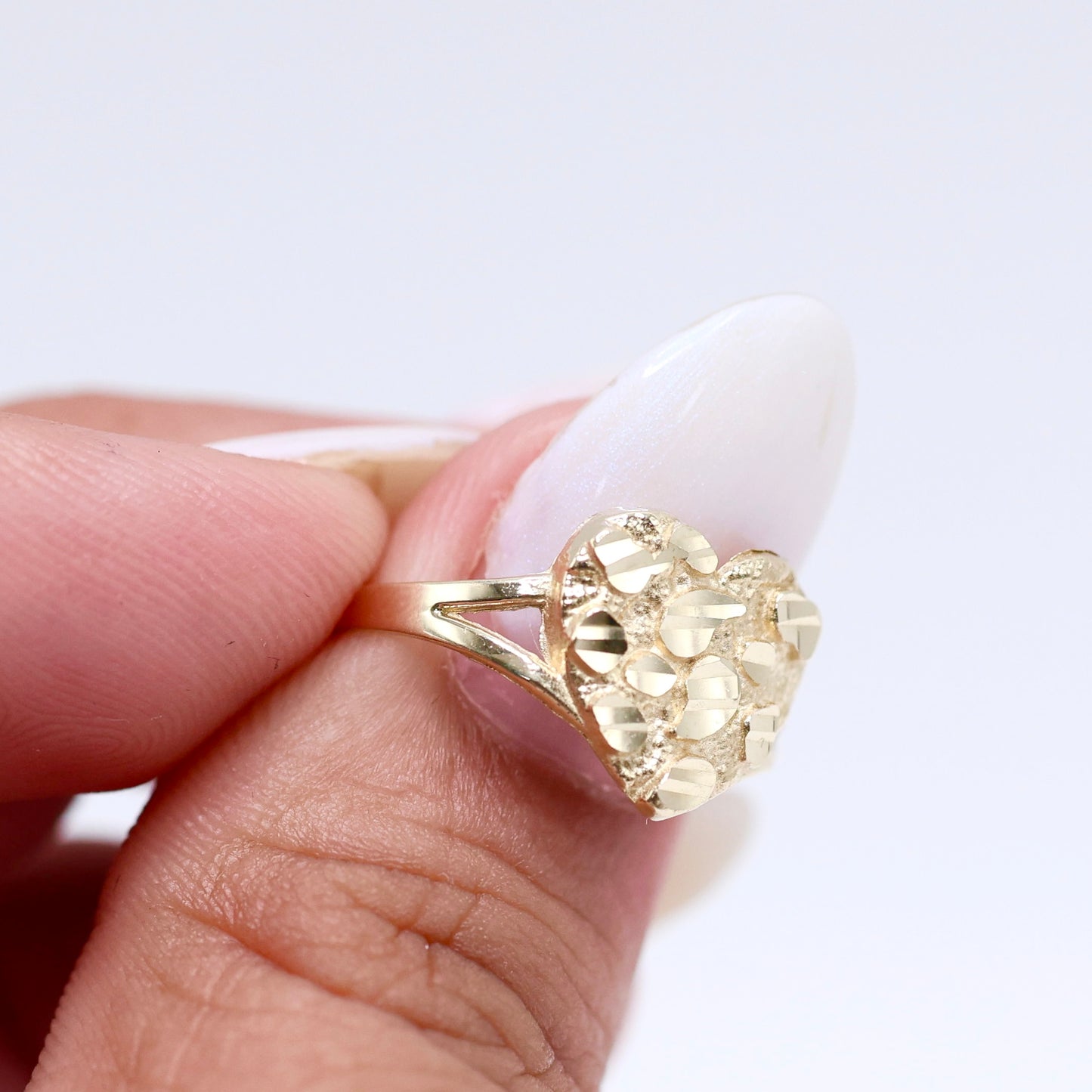 14KT GOLD HEART NUGGET RING