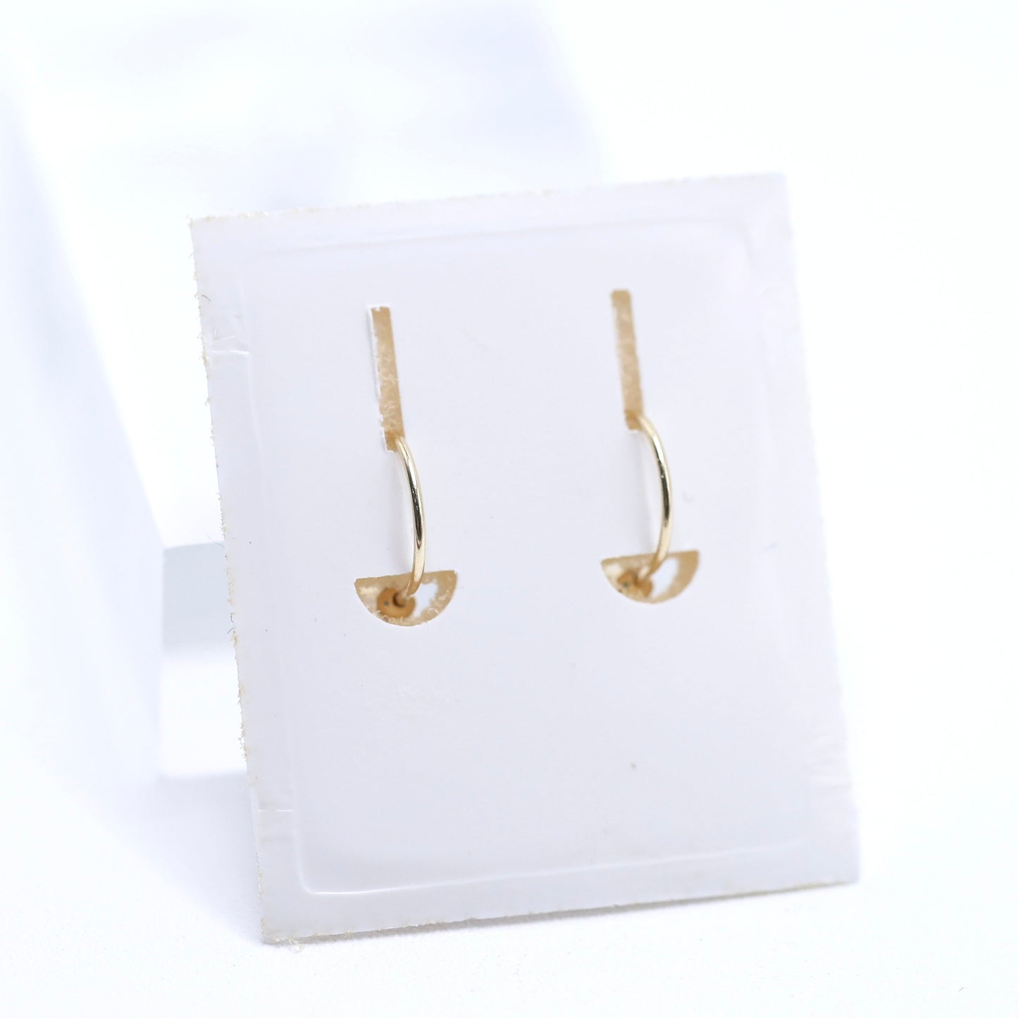 14KT GOLD ROUND PINK & WHITE CZ TELEPHONE STYLE EARRINGS