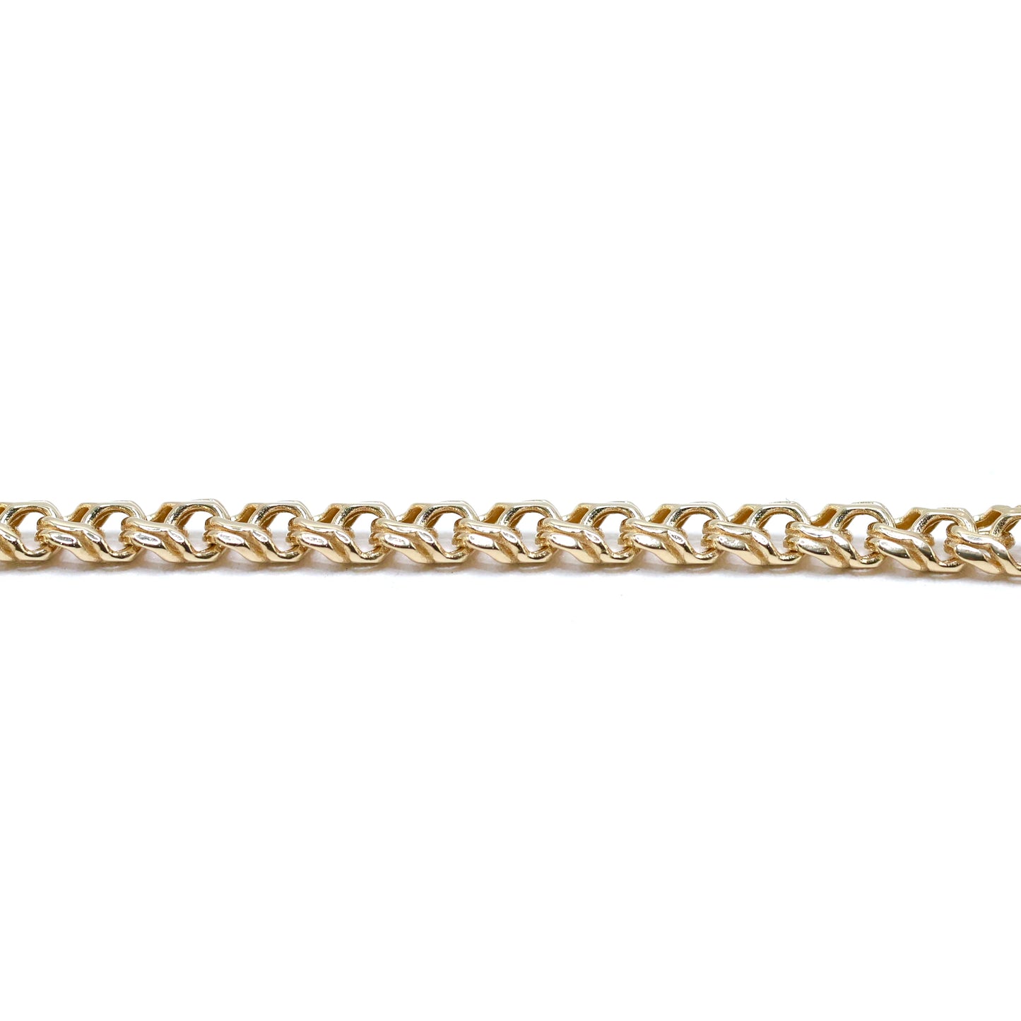 14KT GOLD HEART CHINO LINK BRACELET 5MM WITH CZ OUTLINE SEMISOLID - SIZE 7.5