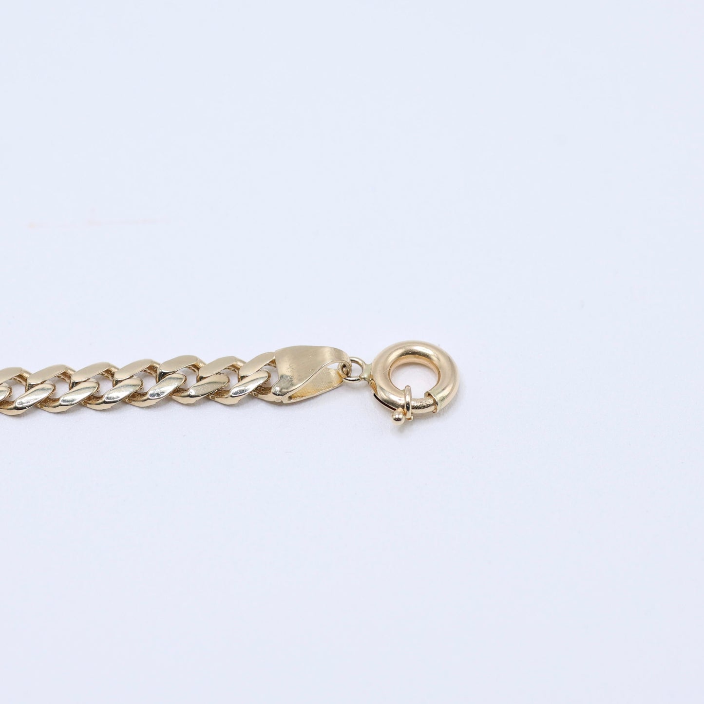 14KT GOLD CROSS W CUBAN LINK 5mm BRACELET SEMISOLID - SZ 7