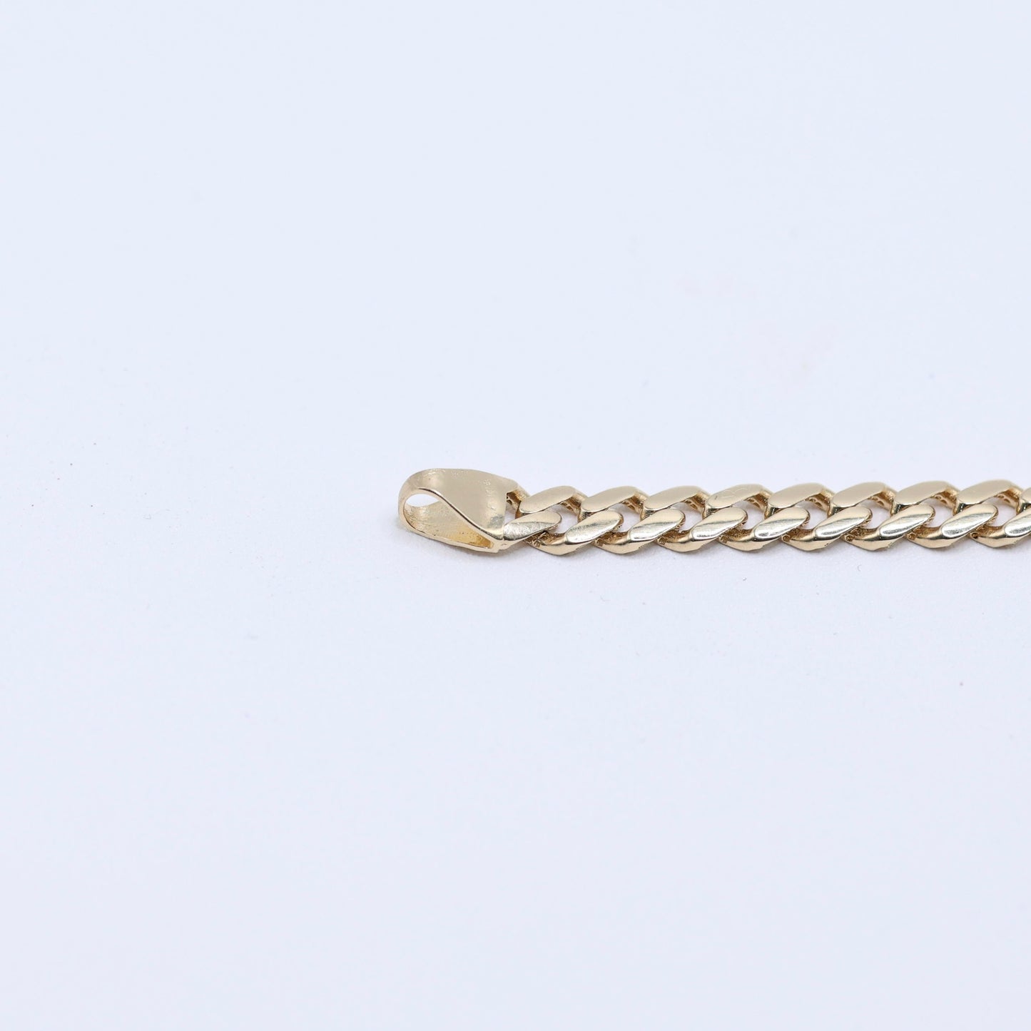 14KT GOLD CROSS W CUBAN LINK 5mm BRACELET SEMISOLID - SZ 7