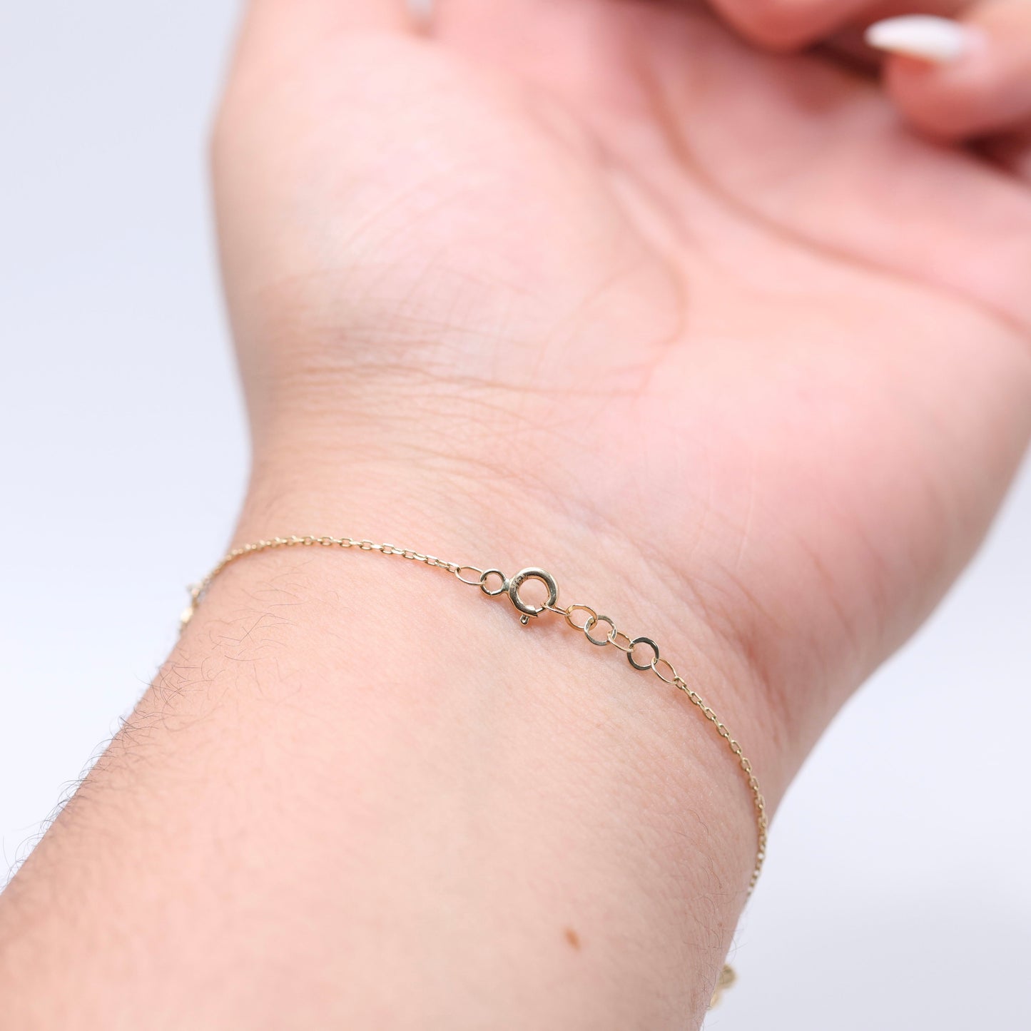 14KT GOLD DOUBLE SIDED  HEART BRACELET - BLACK & GOLD BURST SZ 7 W EXT 7.5