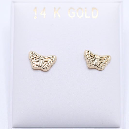 14KT GOLD SMALL BUTTERFLY SCREW ON EARRINGS