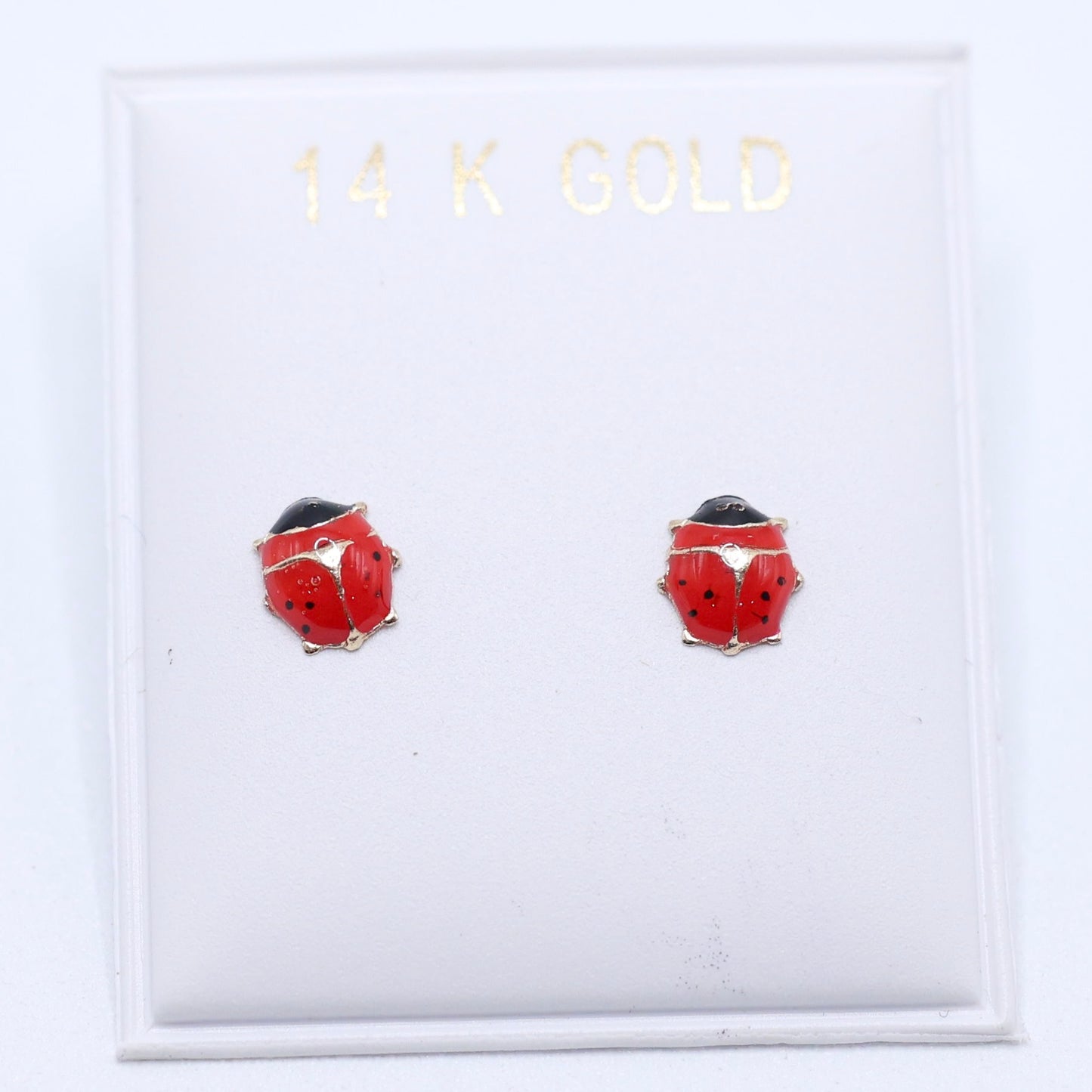 14KT GOLD MINI LADYBUG SCREW ON EARRINGS