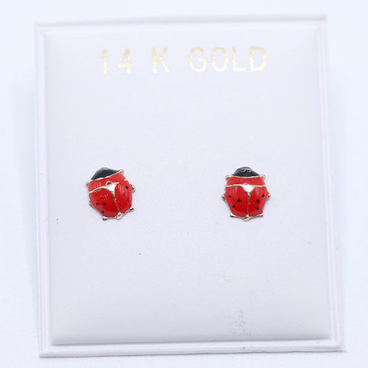 14KT GOLD MINI LADYBUG SCREW ON EARRINGS