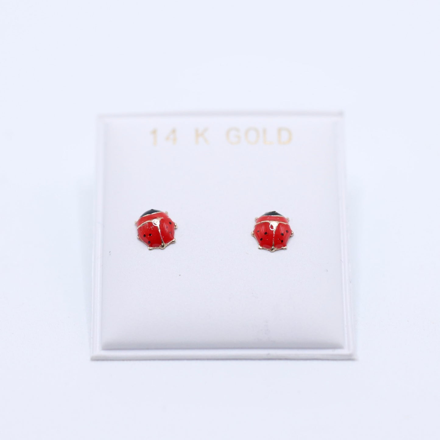 14KT GOLD MINI LADYBUG SCREW ON EARRINGS