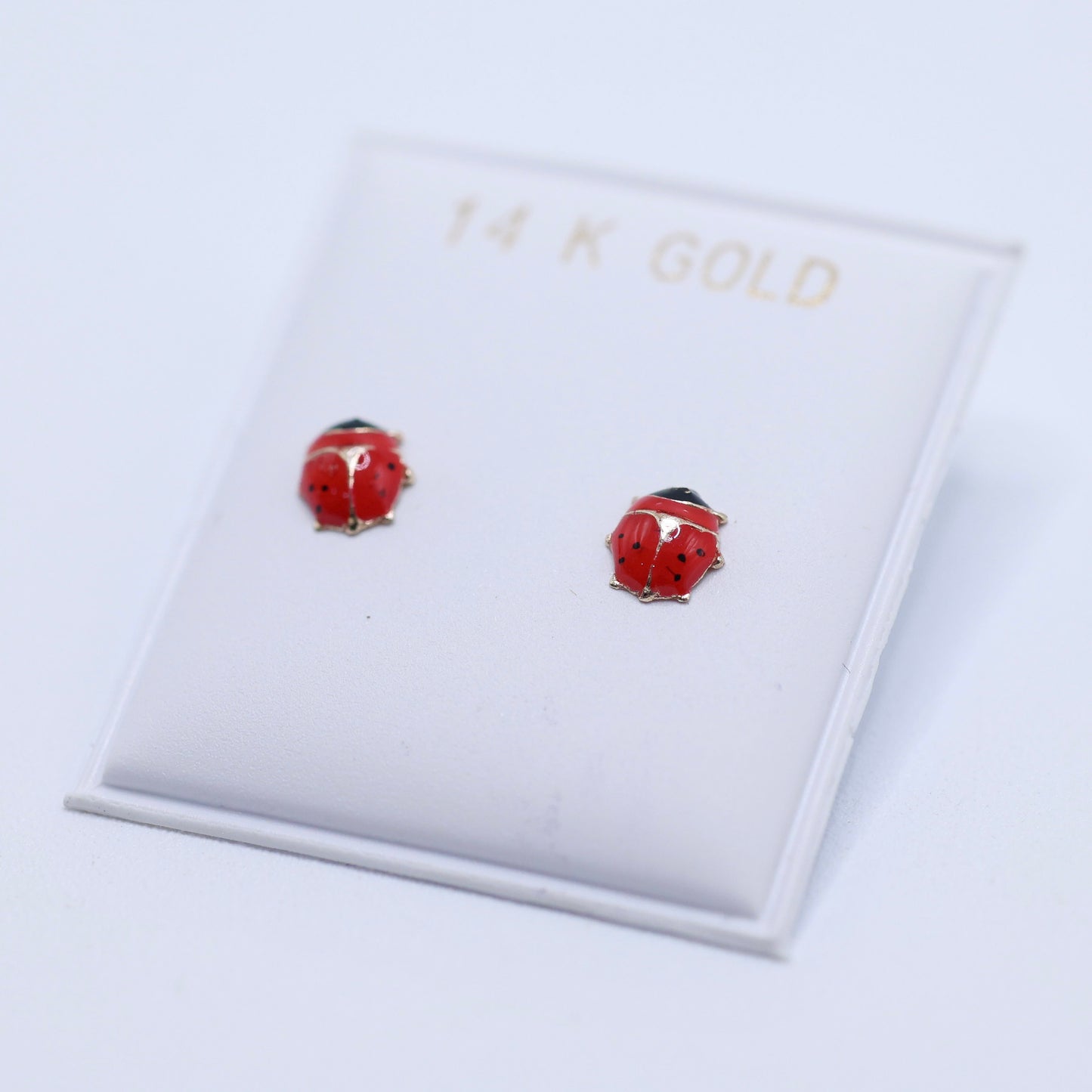 14KT GOLD MINI LADYBUG SCREW ON EARRINGS