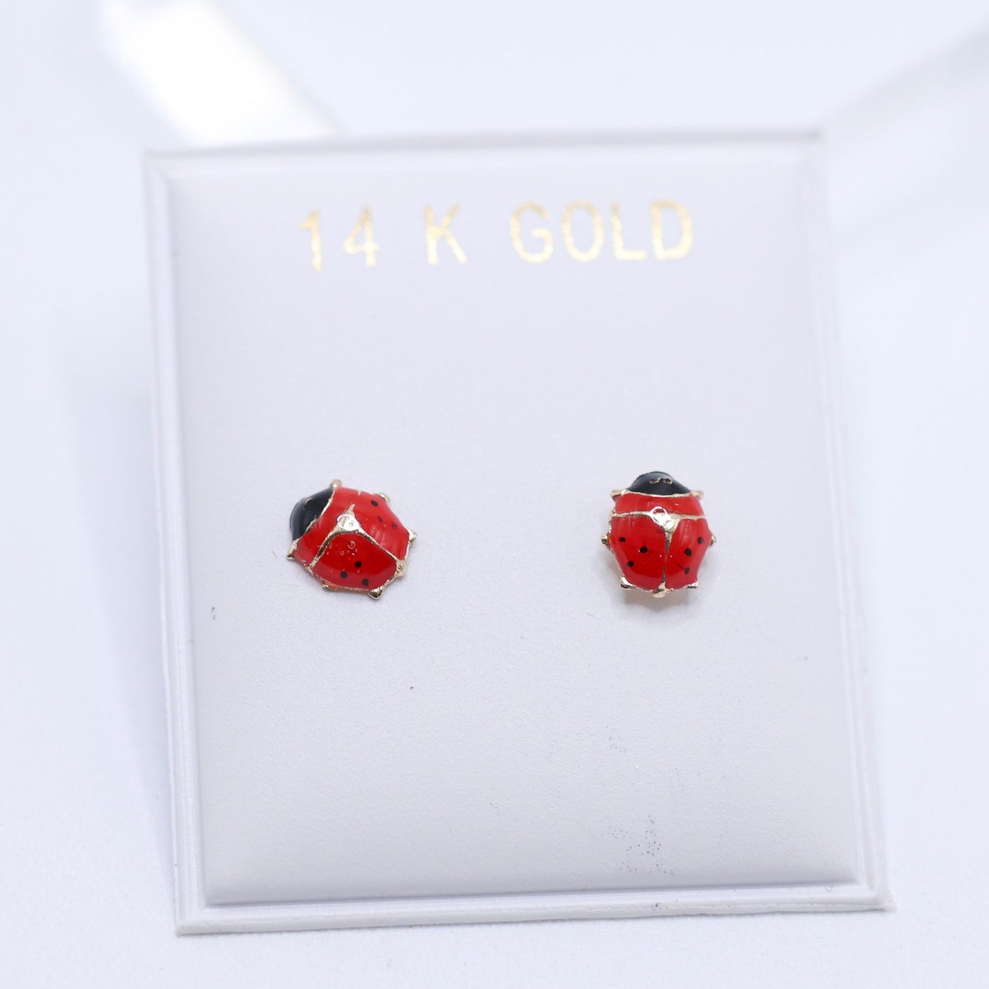 14KT GOLD MINI LADYBUG SCREW ON EARRINGS