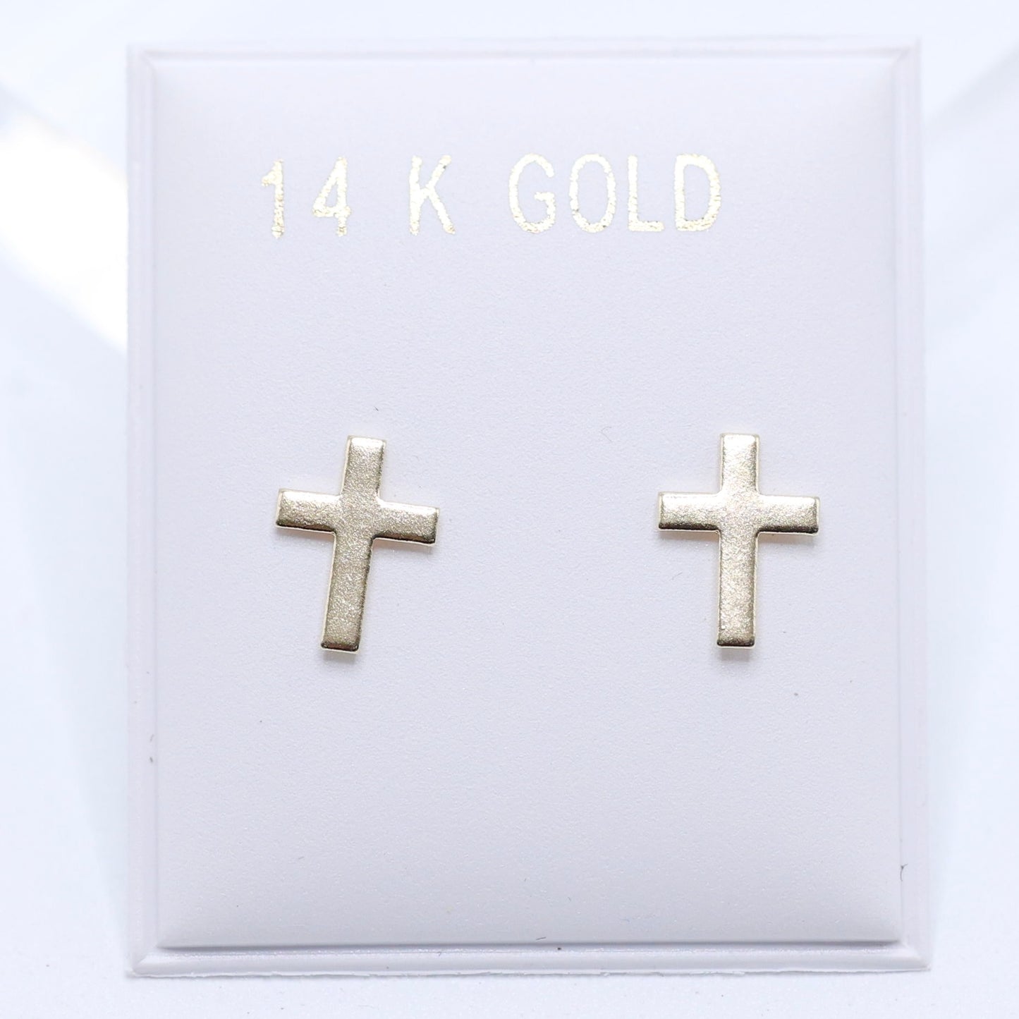 14KT GOLD SQUARED CROSS EARRINGS SCREW ON