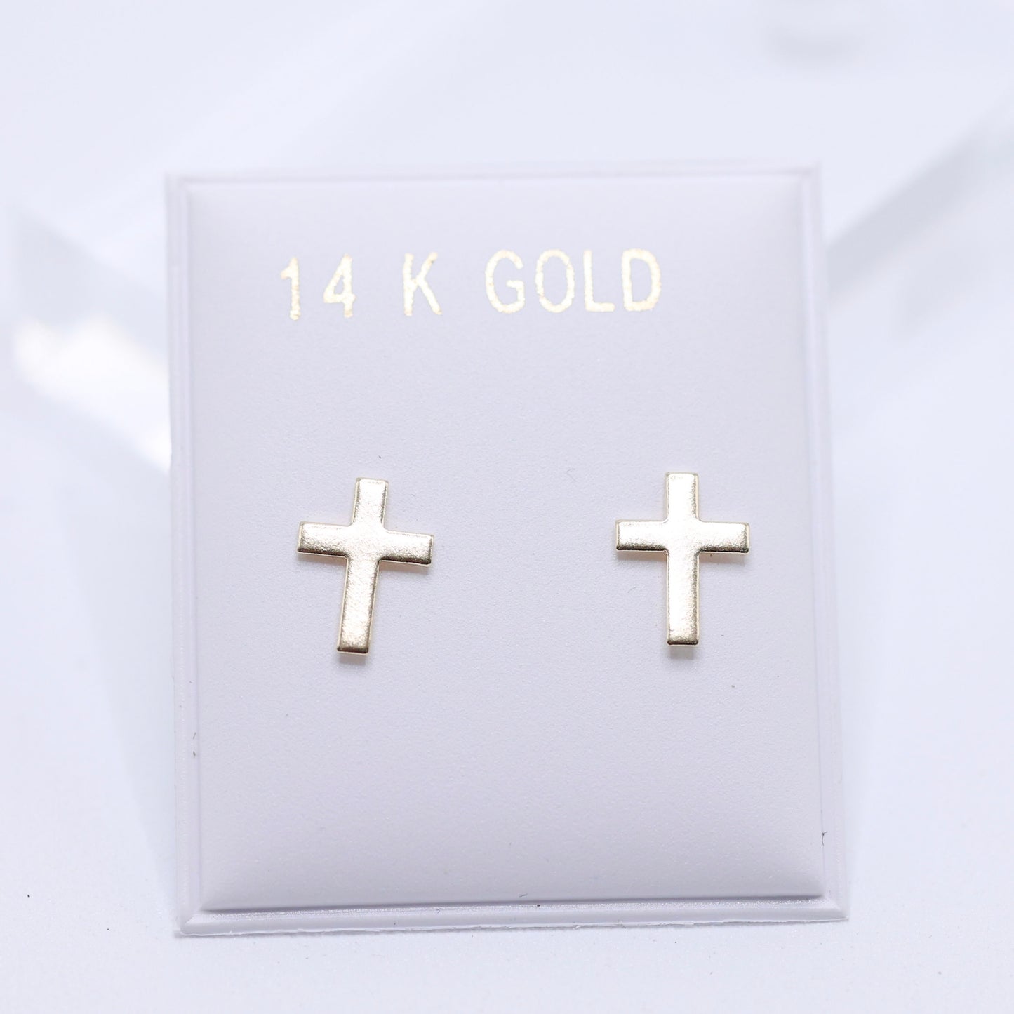14KT GOLD SQUARED CROSS EARRINGS SCREW ON
