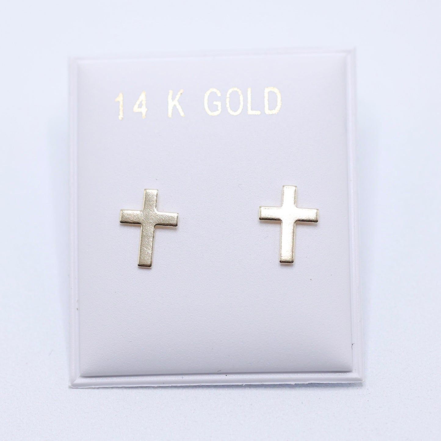 14KT GOLD SQUARED CROSS EARRINGS SCREW ON
