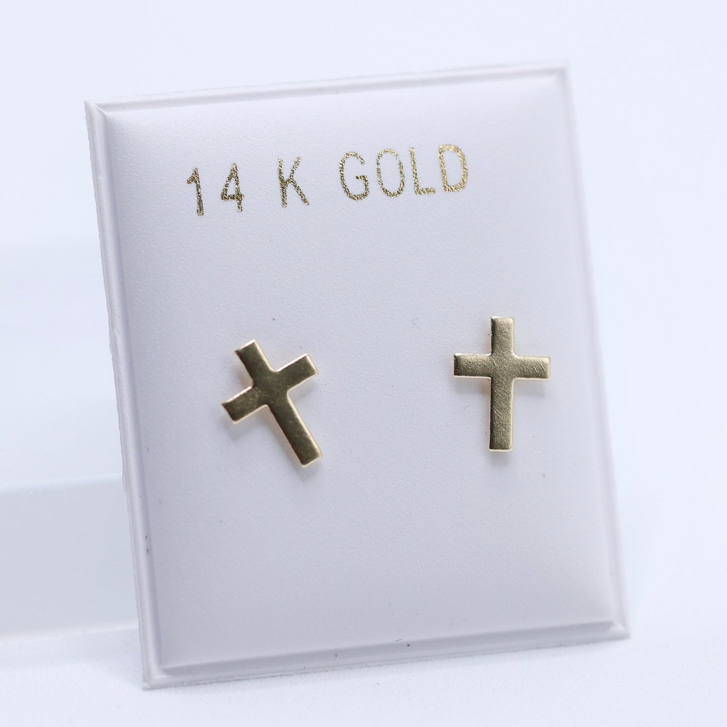 14KT GOLD SQUARED CROSS EARRINGS SCREW ON
