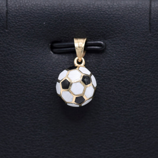 14KT GOLD MINI 3D SOCCER BALL PENDANT - SEMISOLID