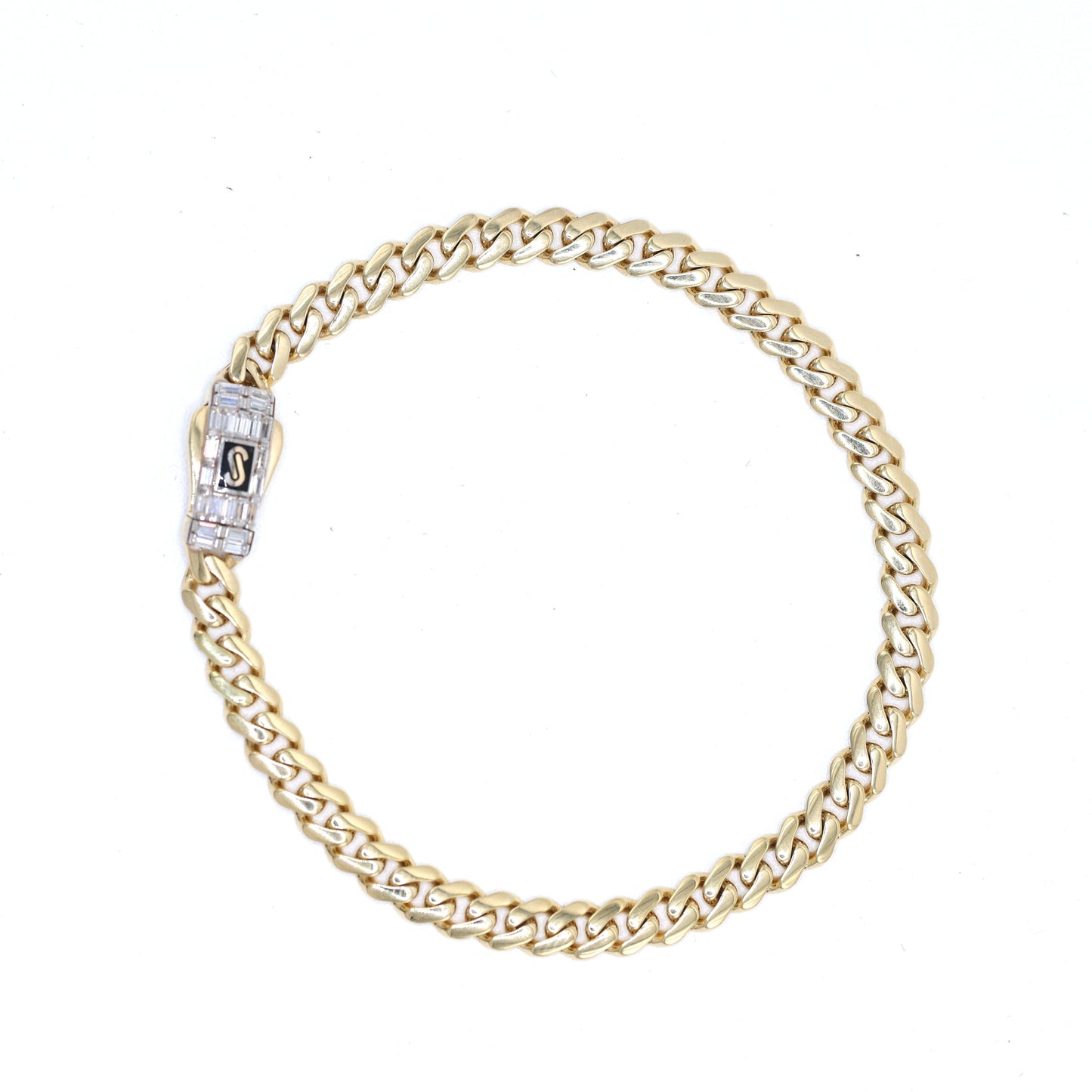 14KT GOLD MONACO CHAIN CLASSIC BRACELET 5MM - CERTIFIED BAGUETTE LOCK