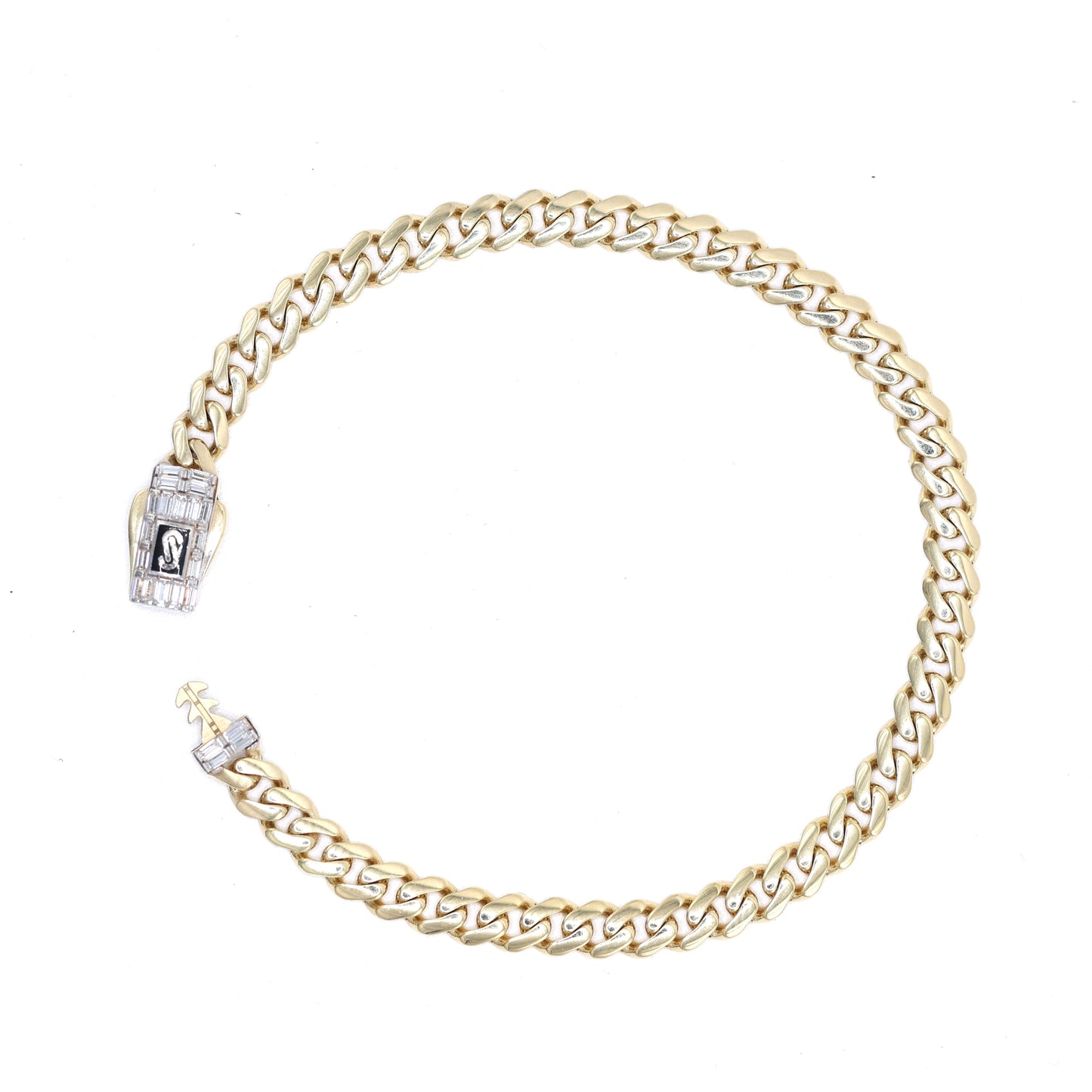 14KT GOLD MONACO CHAIN CLASSIC BRACELET 5MM - CERTIFIED BAGUETTE LOCK