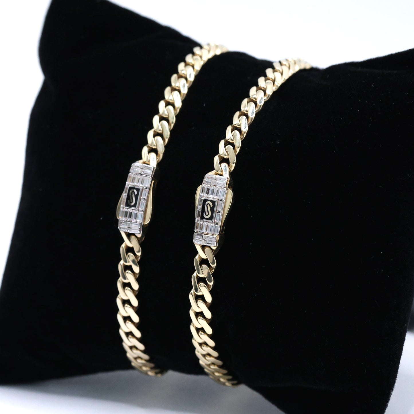 14KT GOLD MONACO CHAIN CLASSIC BRACELET 5MM - CERTIFIED BAGUETTE LOCK
