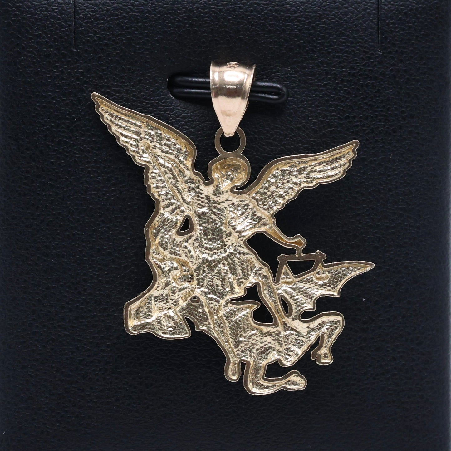 14KT GOLD SAN MIGUEL ARCANGEL 2 TONE LARGE PENDANT - SOLID