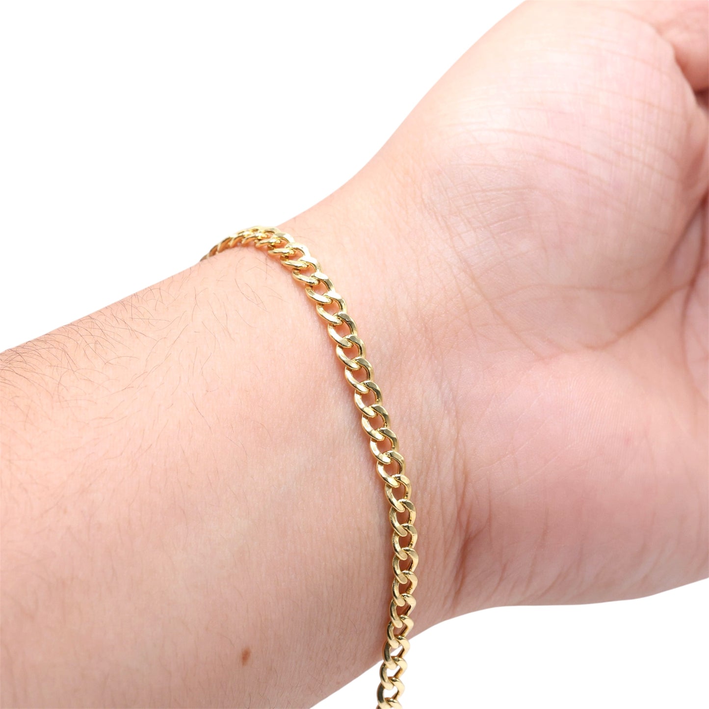 14KT GOLD 4MM CUBAN CHAIN BRACELET - SIZE 7