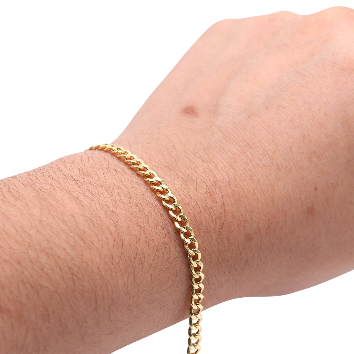 14KT GOLD 4MM CUBAN CHAIN BRACELET - SIZE 7