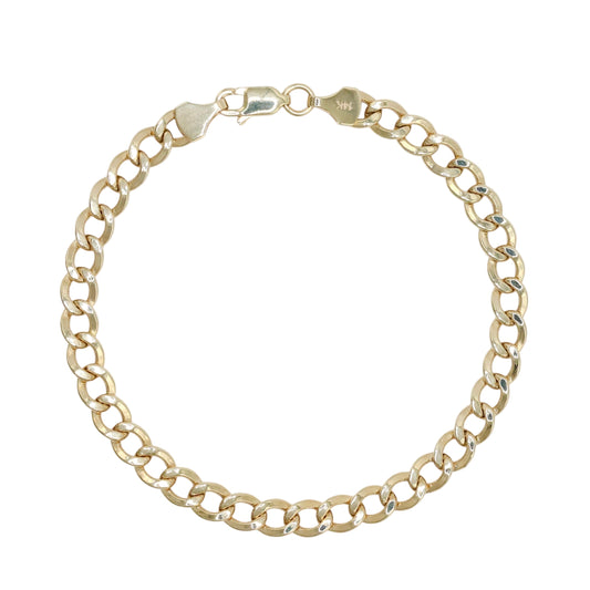 14KT GOLD 5MM CUBAN LINK BRACELET - SIZE 7