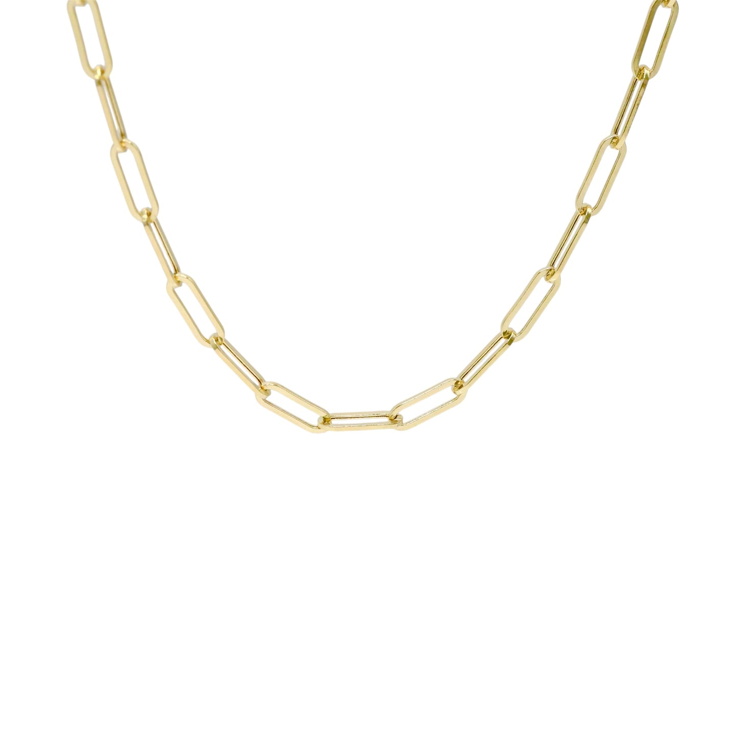 14KT GOLD 3MM PAPERCLIP CHAIN SEMISOLID