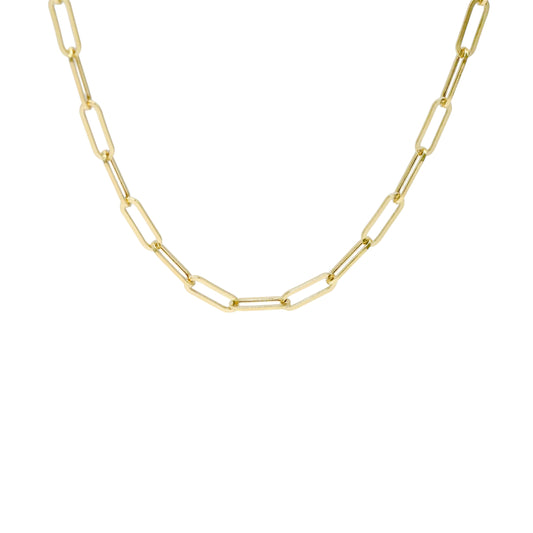 14KT GOLD 3MM PAPERCLIP CHAIN SEMISOLID