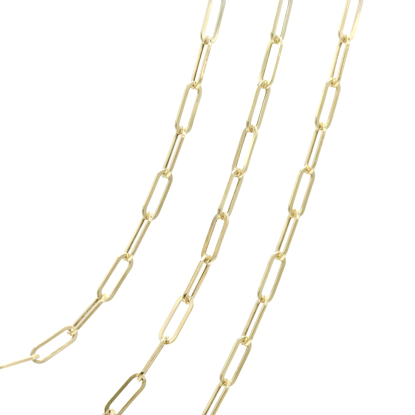 14KT GOLD 3MM PAPERCLIP CHAIN SEMISOLID