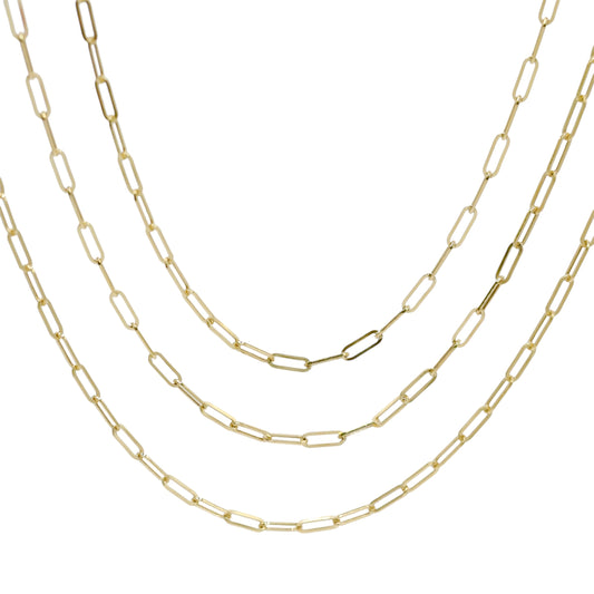 14KT GOLD PAPERCLIP NECKLACE 3MM - SEMISOLID
