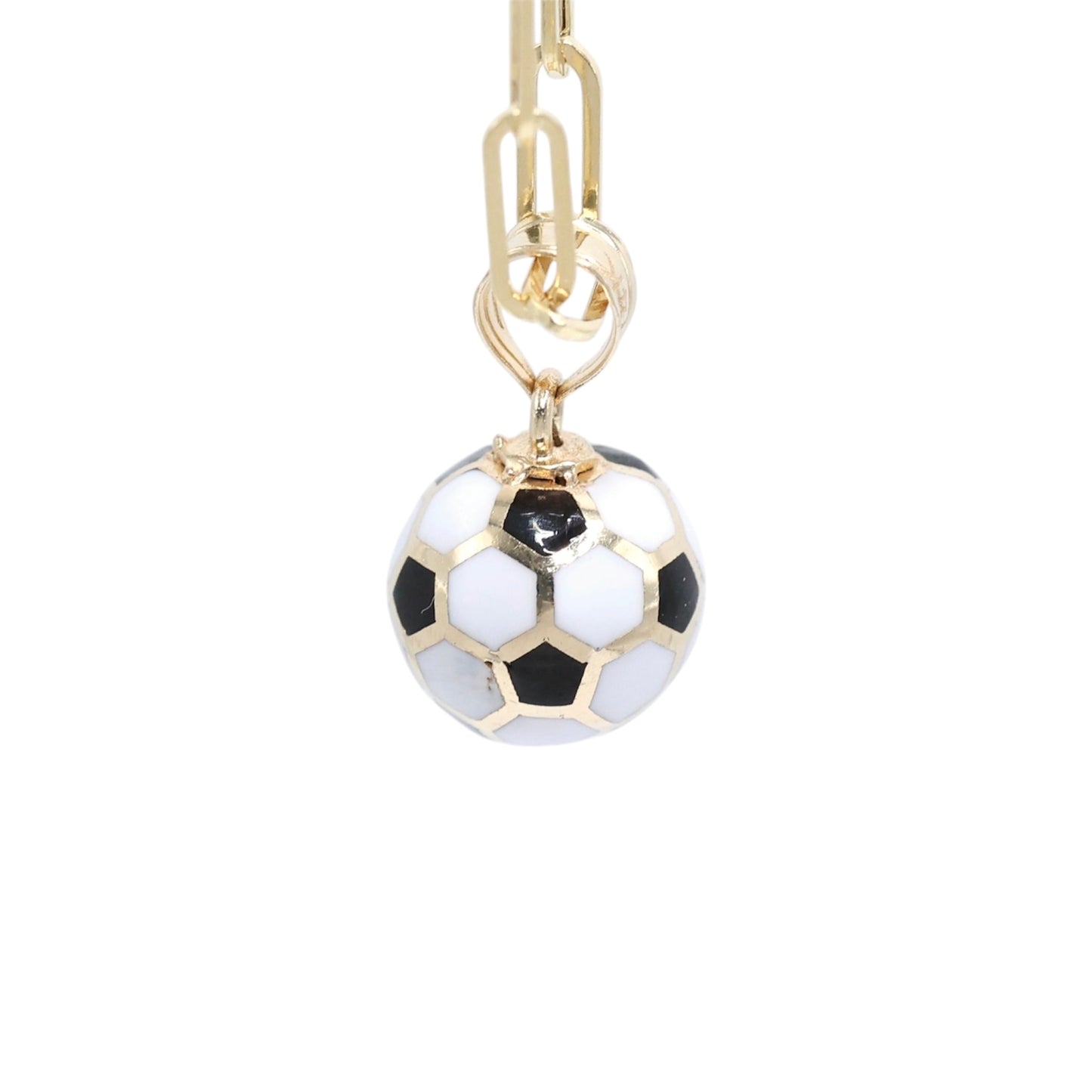 14KT GOLD MINI 3D SOCCER BALL PENDANT - SEMISOLID