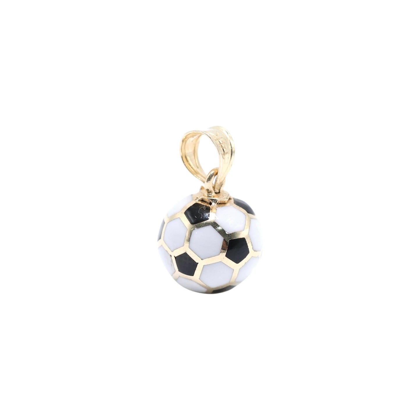 14KT GOLD MINI 3D SOCCER BALL PENDANT - SEMISOLID
