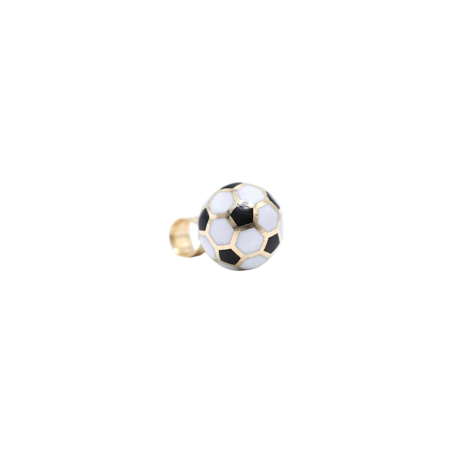 14KT GOLD MINI 3D SOCCER BALL PENDANT - SEMISOLID