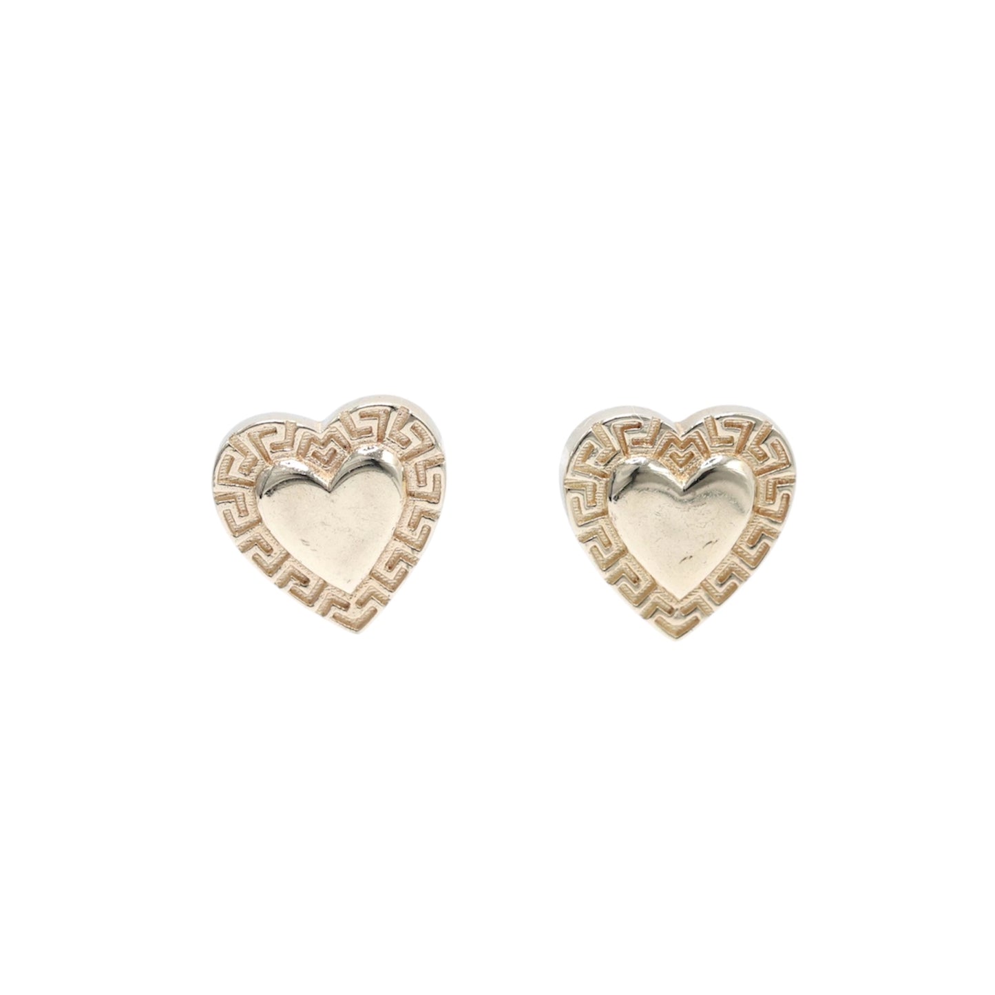 14KT GOLD GREEK HEART EARRINGS - SOLID PUSH BACK