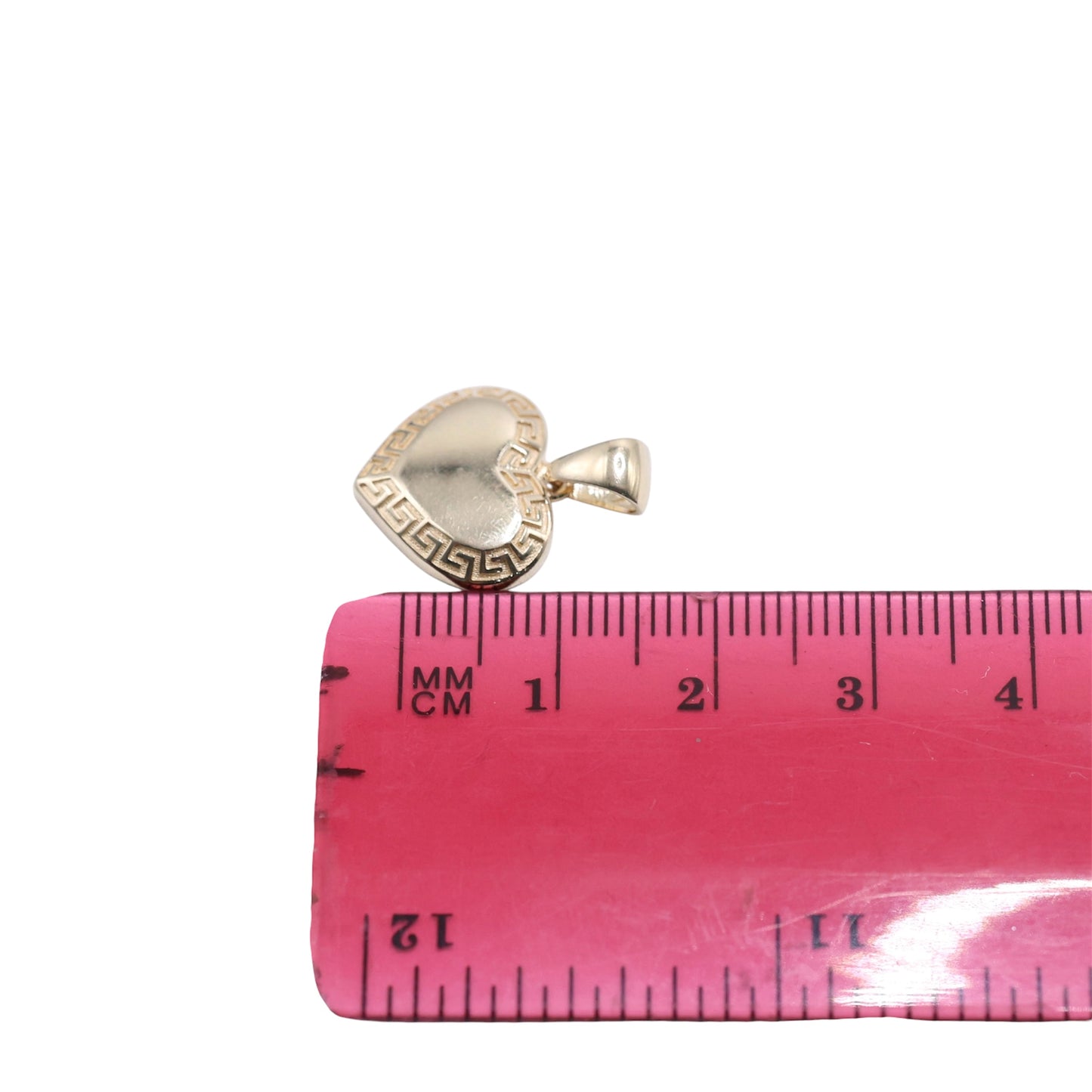 14KT GOLD GREEK HEART PENDANT SOLID - FREE LASER ENGRAVING