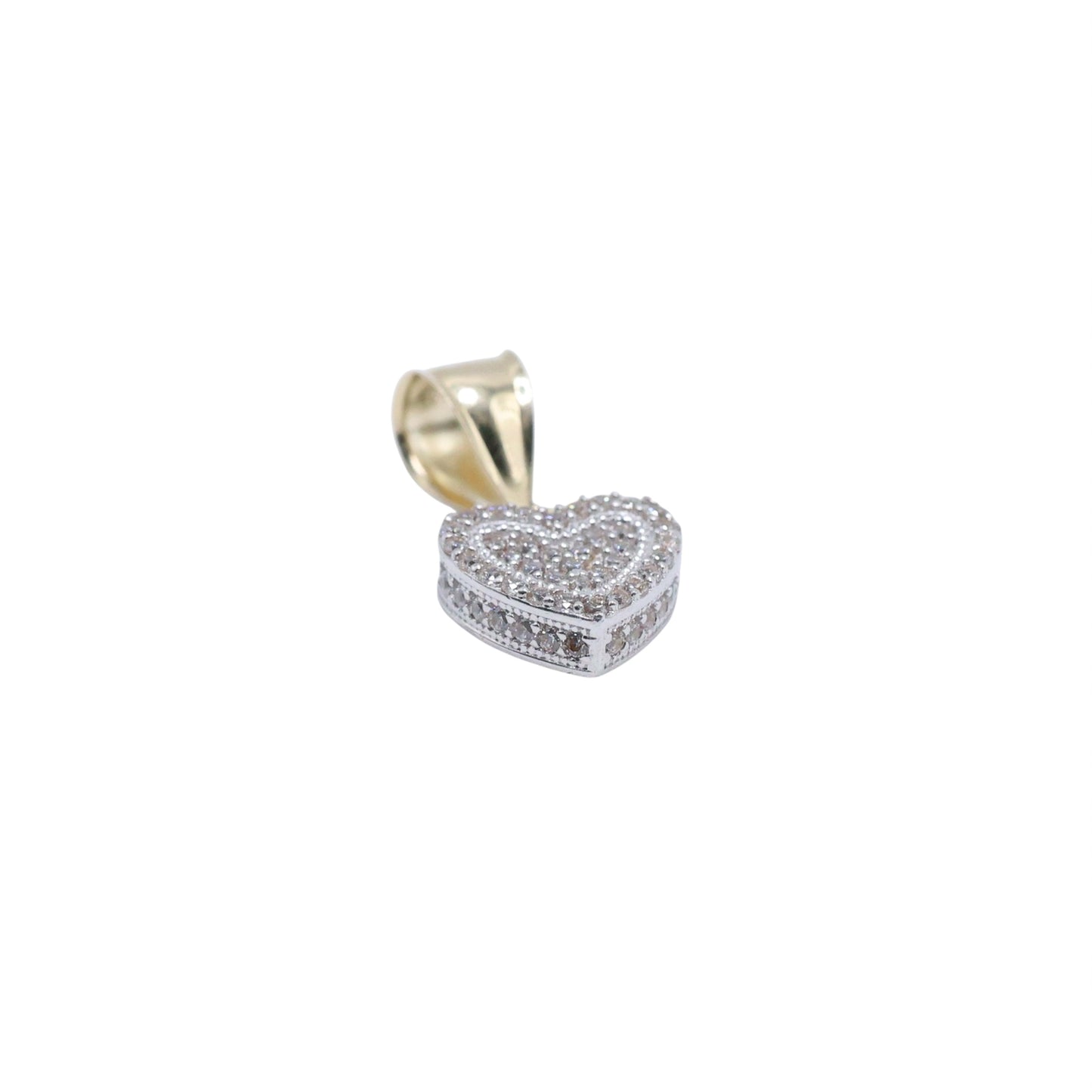 14KT GOLD ICED OUT MINI HEART PENDANT
