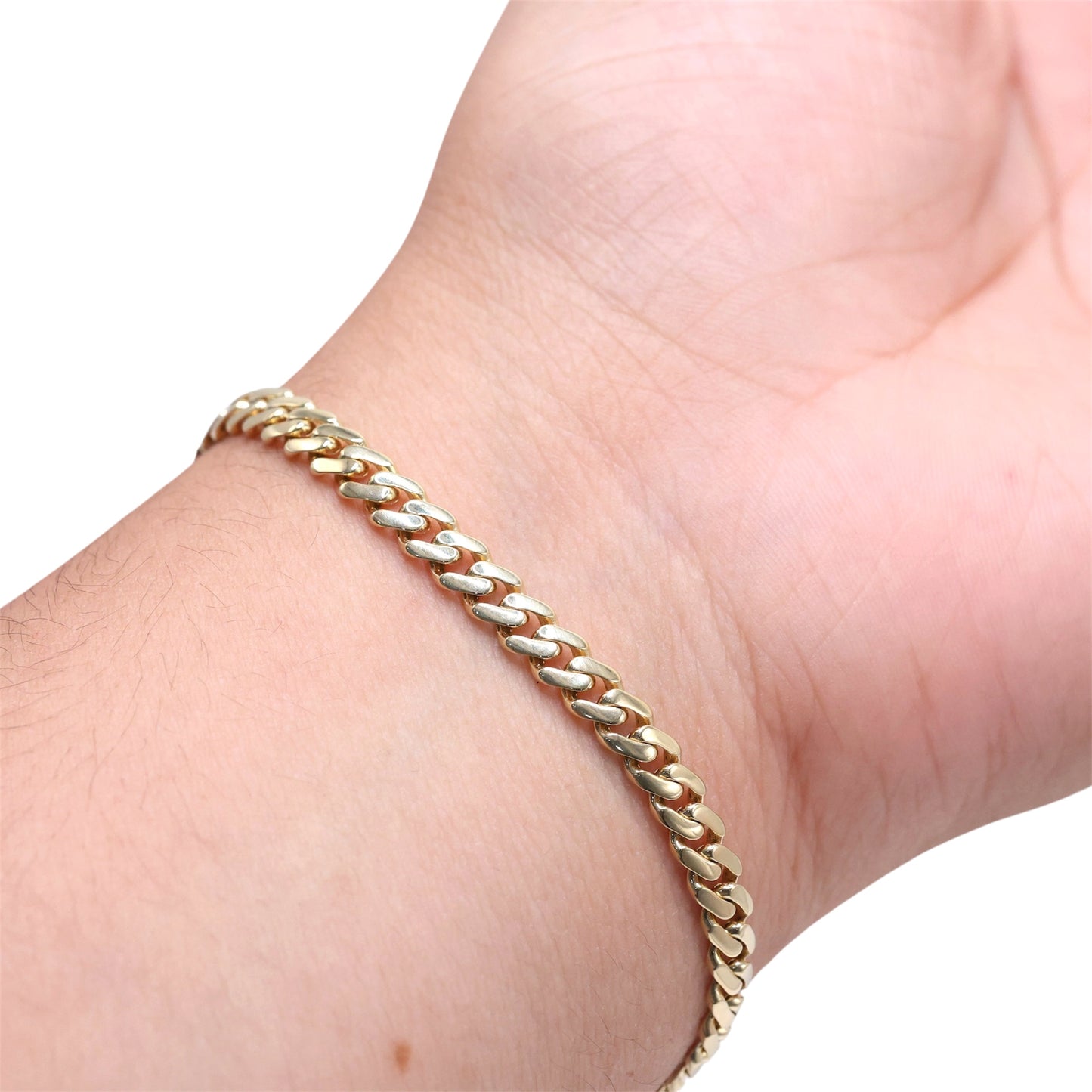 14KT GOLD MONACO CHAIN CLASSIC BRACELET 5MM - CERTIFIED BAGUETTE LOCK