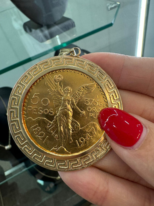22KT GOLD CENTENARIO W/ A 14K GOLD BEZEL