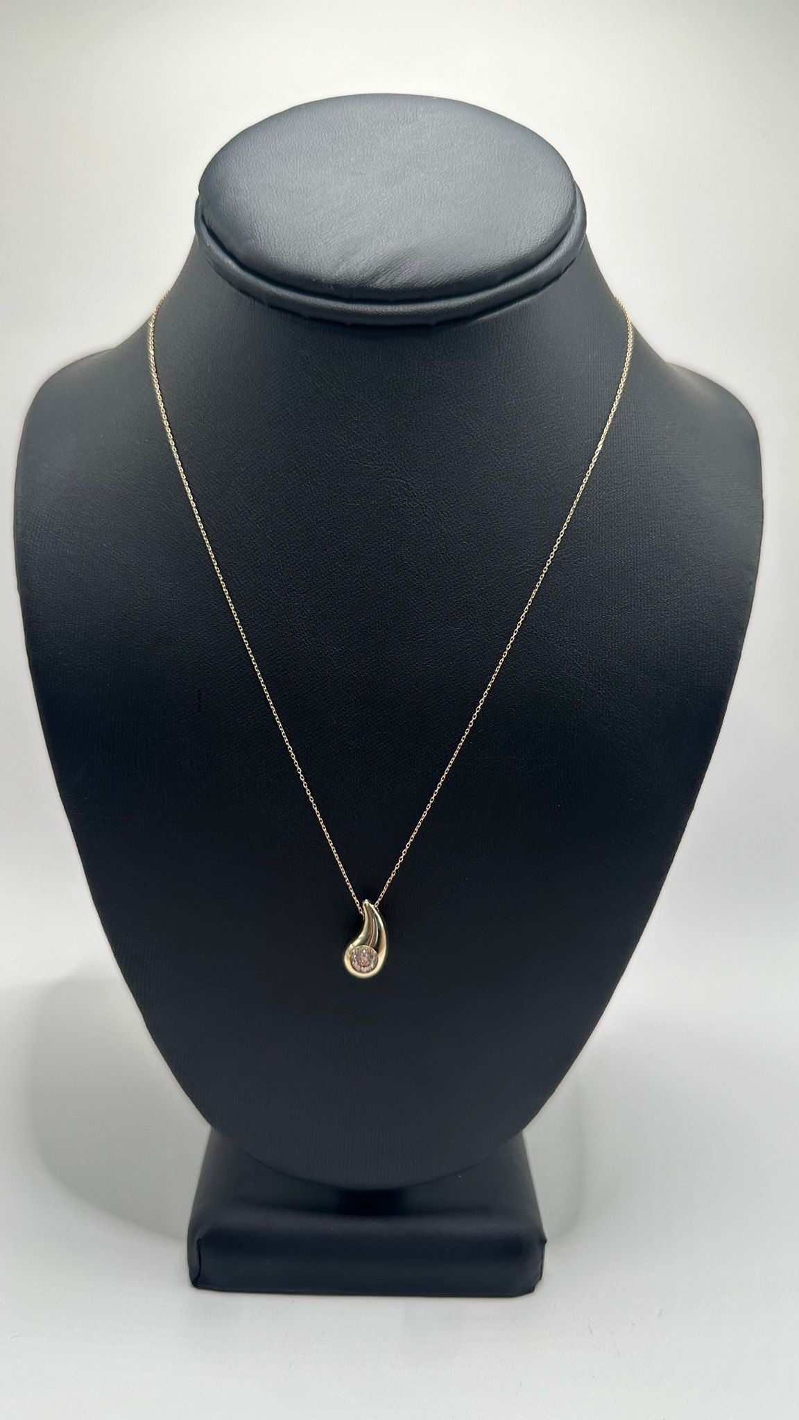 14KT SMALL DROP NECKLACE W/ CHAIN