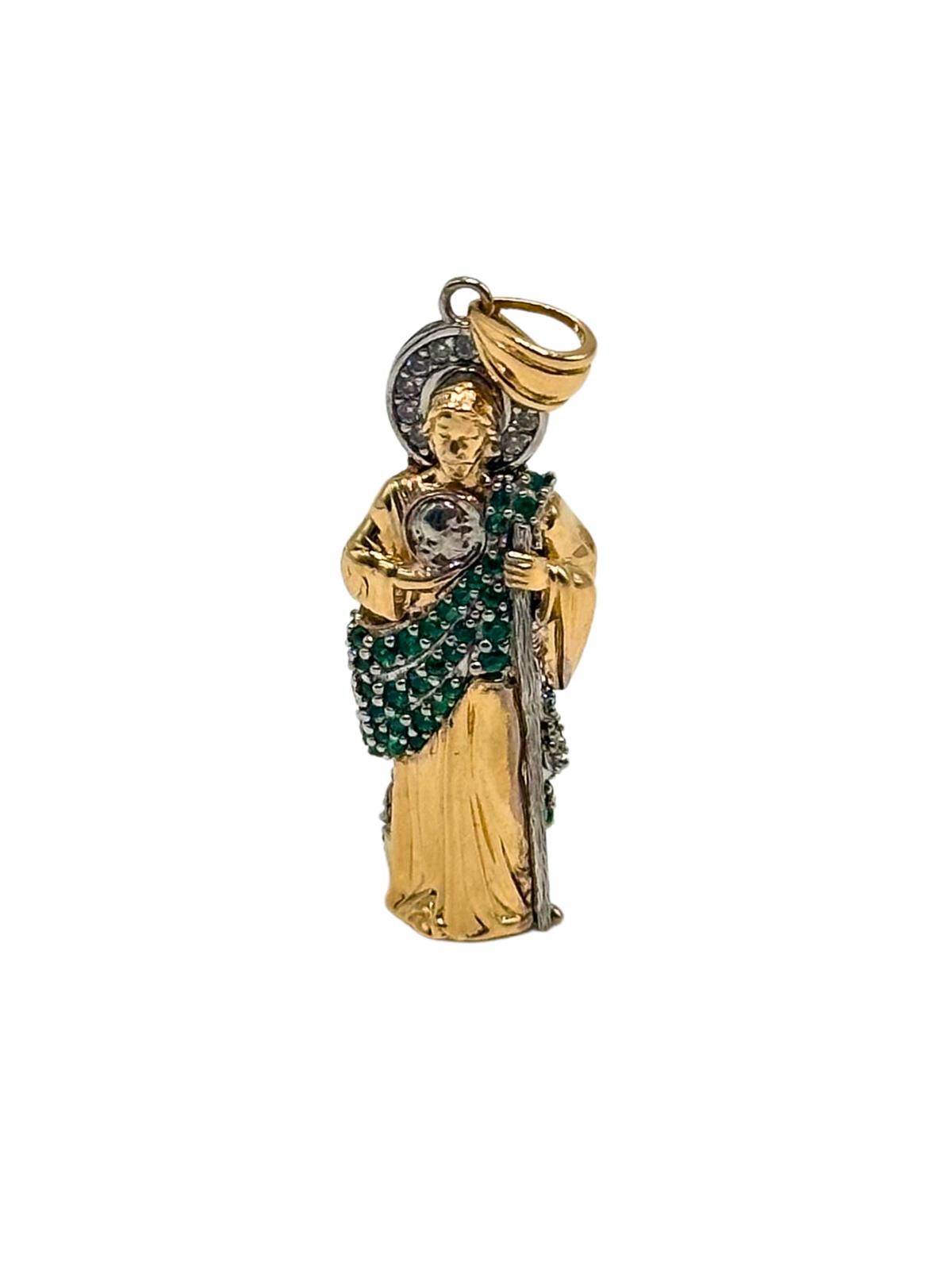 14K GOLD SAN JUDAS PENDANT  30MM (3D)