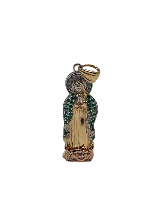 14K GOLD VIRGEN DE GUADALUPE PENDANT  26.6MM