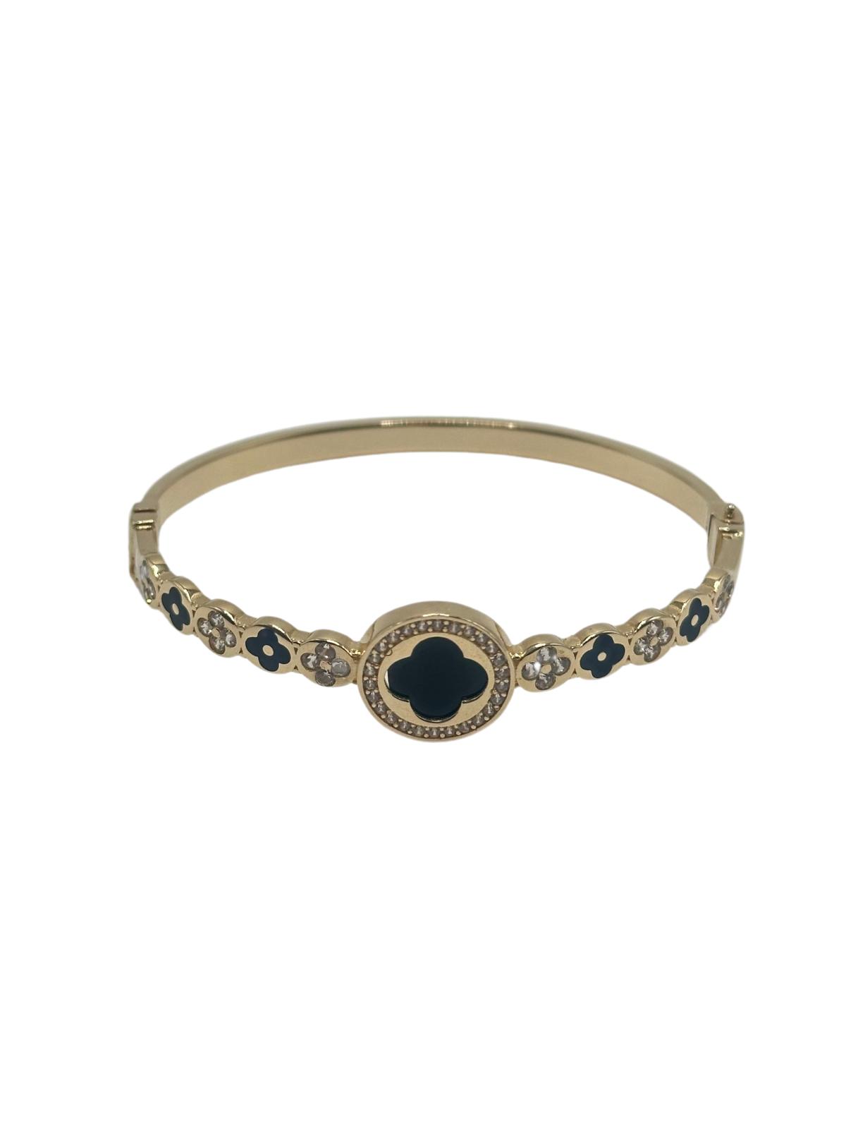 14K GOLD BLACK FLOWERS BRACELET