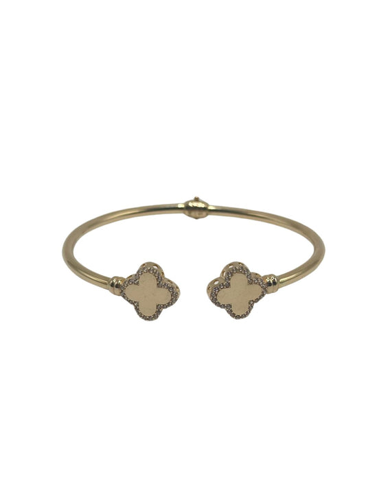 14K GOLD  FLOWERS BRACELET WITH ZIRCONIAS