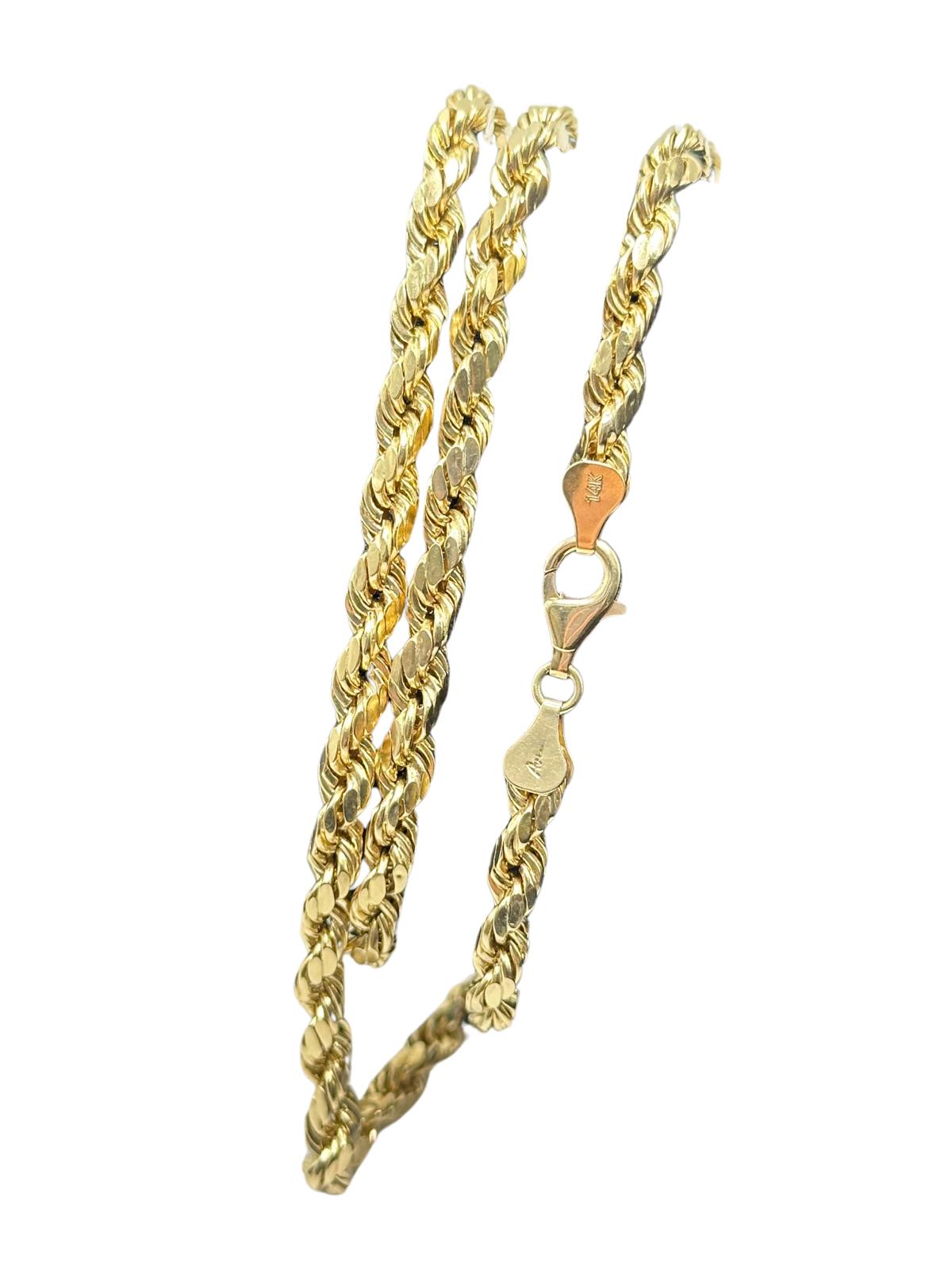 14K GOLD  HOLLOW ROPE  CHAIN 26''