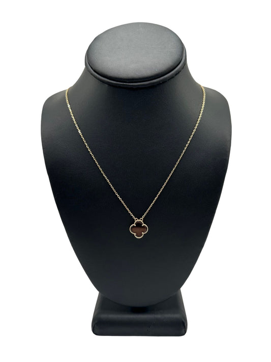 14K GOLD BLACK FLOWER NECKLACE