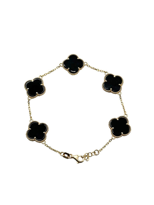 14K GOLD BLACK FLOWER BRACELET