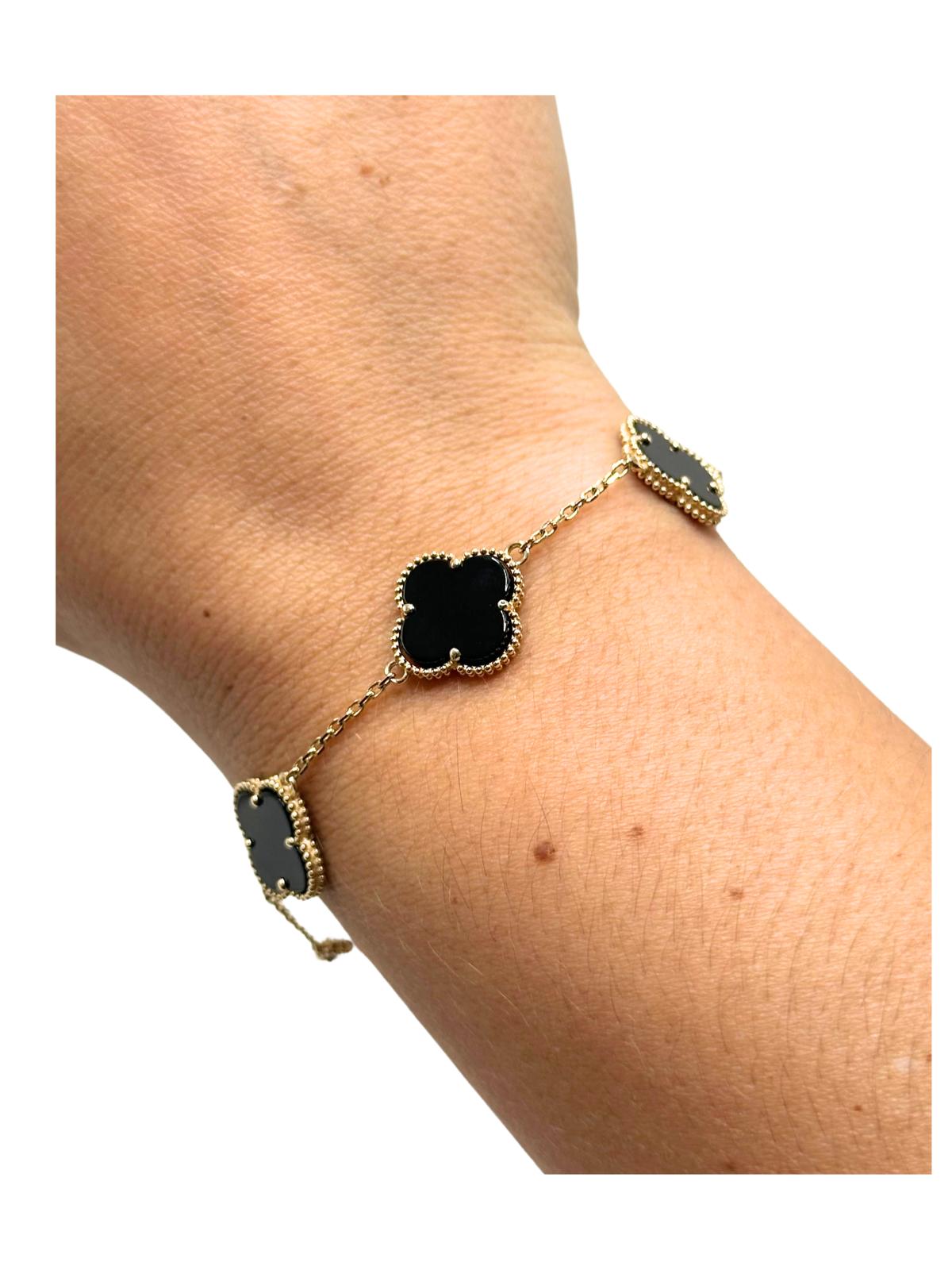 14K GOLD BLACK FLOWER BRACELET