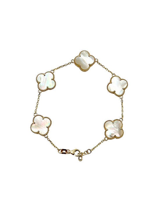 14K GOLD PEARL FLOWER BRACELET