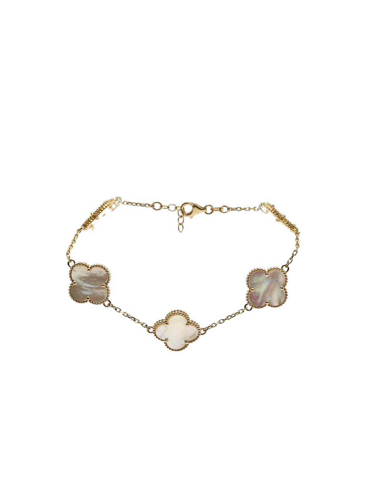 14K GOLD PEARL FLOWER BRACELET