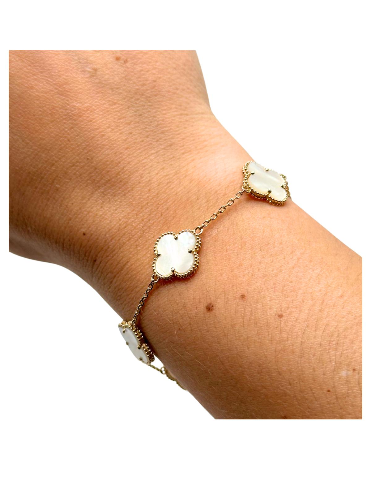 14K GOLD PEARL FLOWER BRACELET