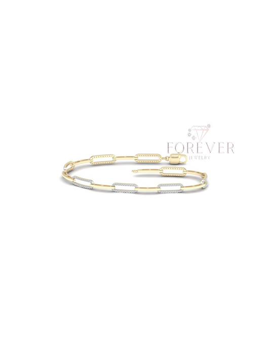 14K DIAMOND PAPER CLIP CHAIN LINK BRACELET