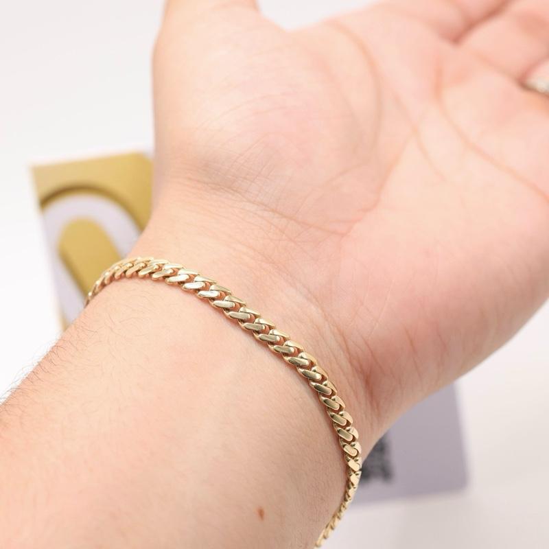 14KT GOLD 5MM MONACO CHAIN CLASSIC BRACELET CERTIFIED - PAVE LOCK